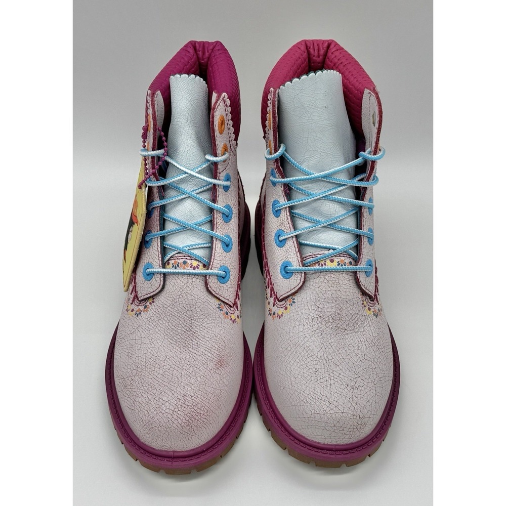 Timberland Women's Premium 6 Inch Boot White Pink Embroidered Size 7 TB0A4448 - Picture 6 of 9